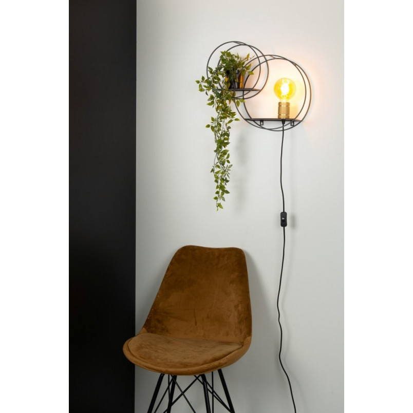 Kinkiet Circle czarno-złoty Lucide | Loft i Industrialny