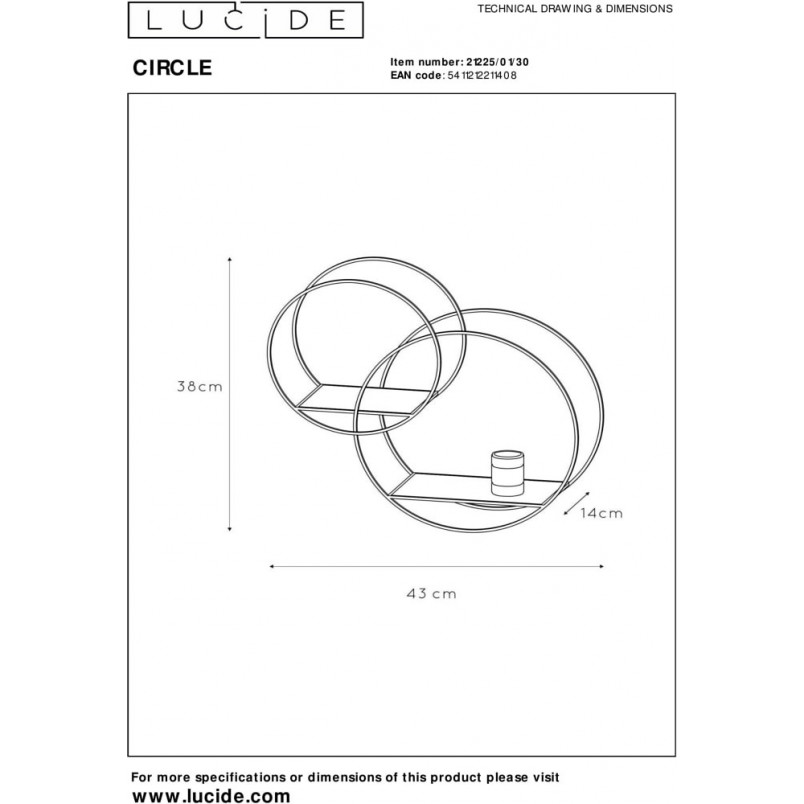 Kinkiet Circle czarno-złoty Lucide | Loft i Industrialny