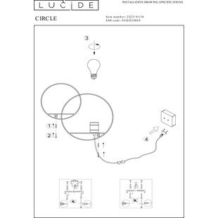 Kinkiet Circle czarno-złoty Lucide | Loft i Industrialny