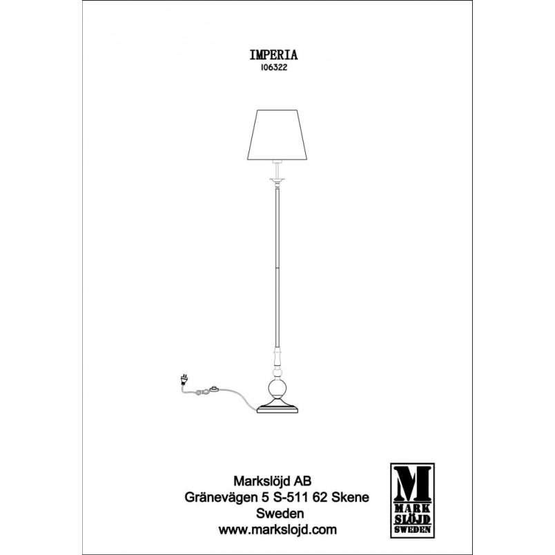 Lampa podłogowa Imperia mosiądz/biała | Markslojd - Elegancki Design