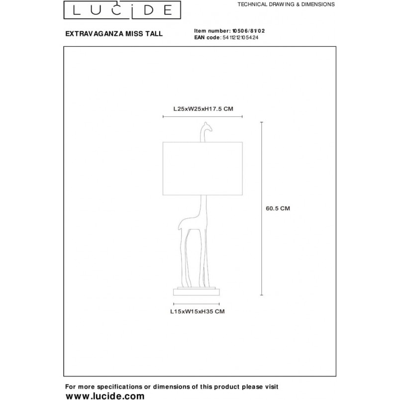 Lampa stołowa Żyrafa Miss Tall | Lucide | Złoty mat / Brązowy