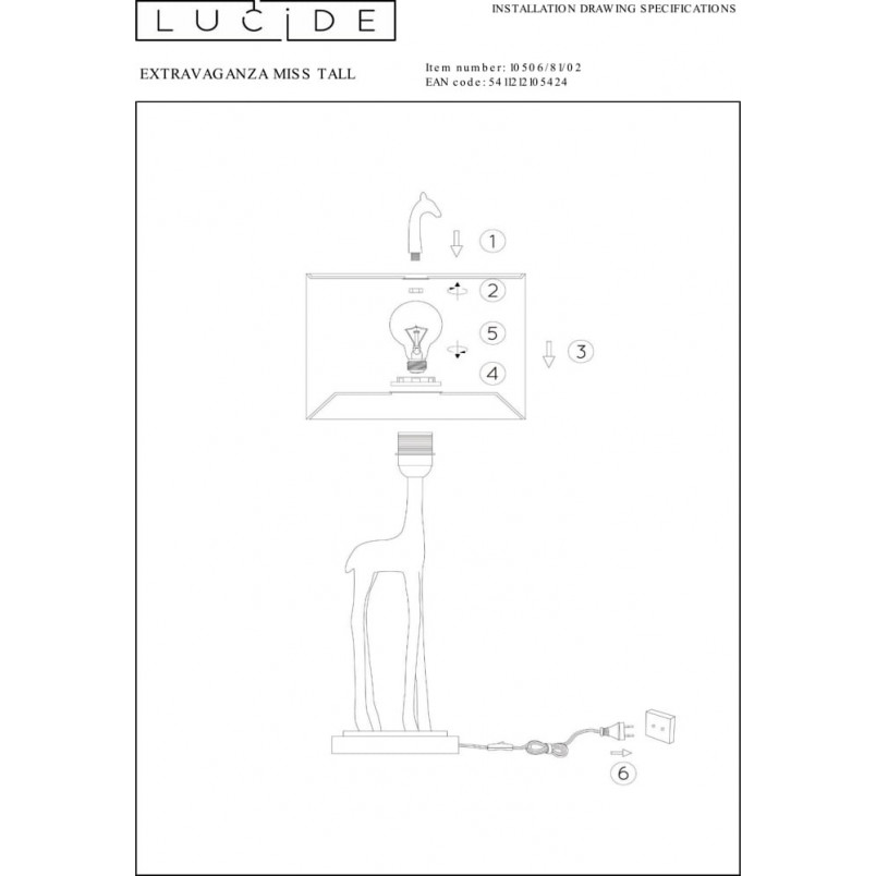 Lampa stołowa Żyrafa Miss Tall | Lucide | Złoty mat / Brązowy