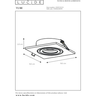 Lampa Tube Square 9cm biała Lucide - Nowoczesny spot