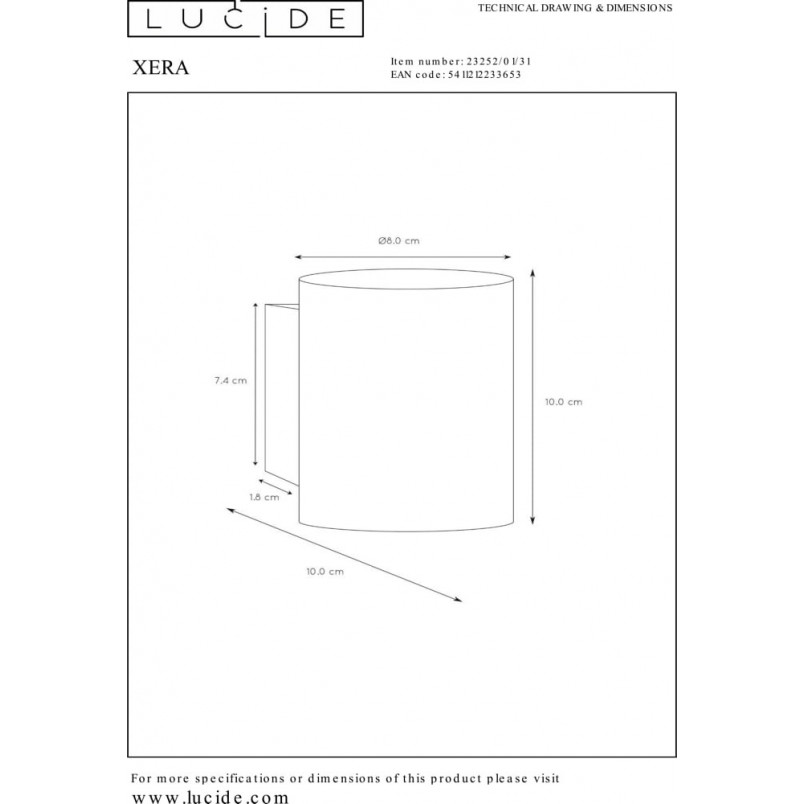 Kinkiet Xera Round biały Lucide | Minimalistyczny design