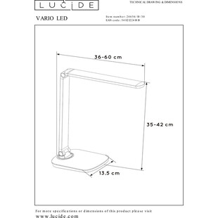Lampa biurkowa LED Vario - Minimalistyczny design Lucide