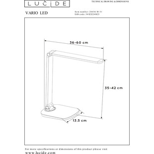 Lampa biurkowa LED Vario biała Lucide | Minimalistyczny design