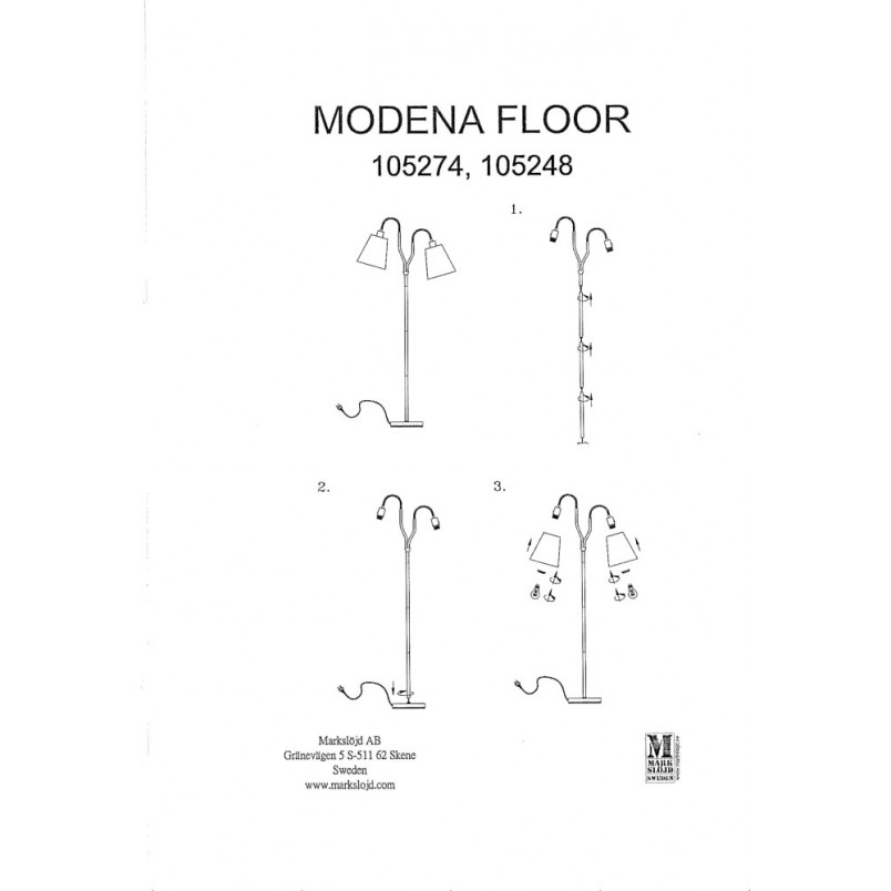 Lampa podłogowa Modena czarna - Markslojd | Elegancki design
