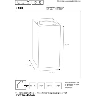 Kinkiet elewacyjny Zaro II czarny Lucide | Lampa ogrodowa