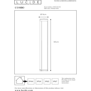 Słupek ogrodowy Combo LED 65cm Czarny - Lucide | Oświetlenie Ogrodu
