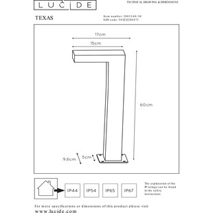 Słupek Ogrodowy Texas LED | Lucide - 60cm, Czarny