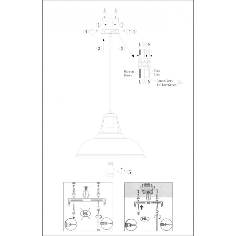 Lampa Wisząca Industrialna Markit | Szara | Lucide