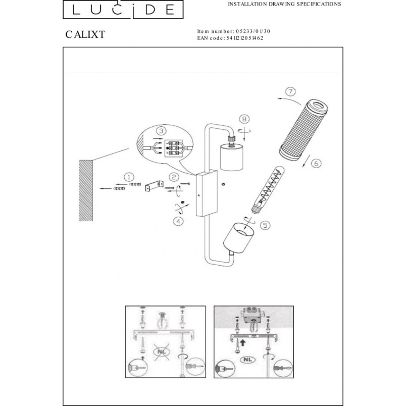 Kinkiet Loft Calixt Czarny | Lucide - Stylowe Oświetlenie
