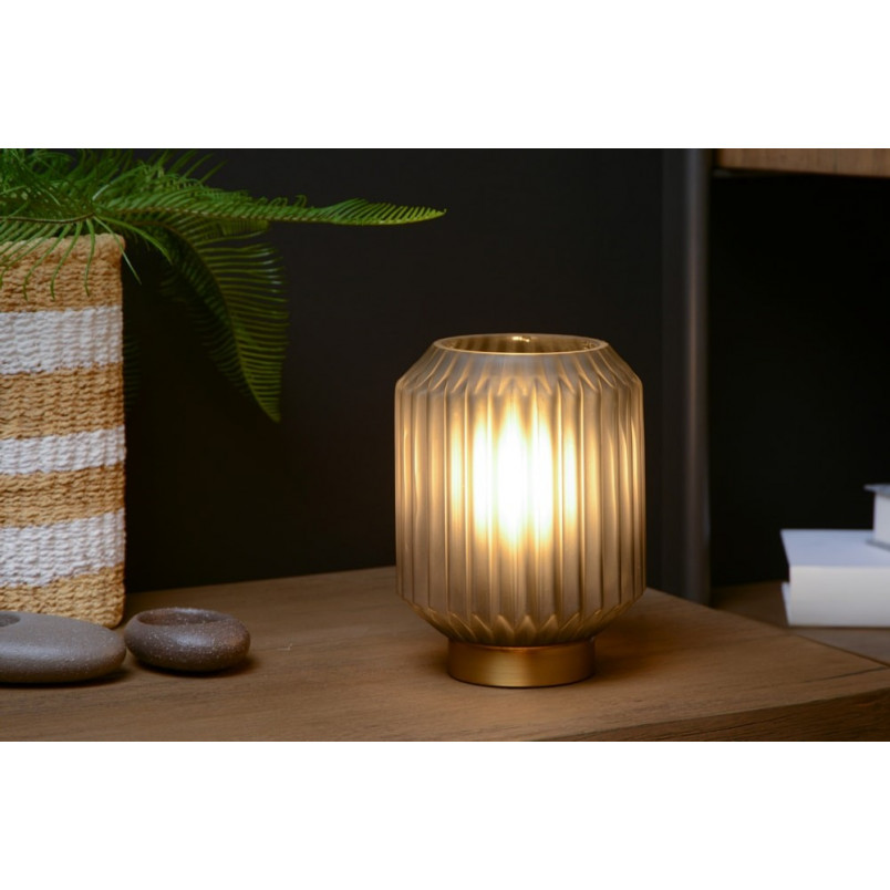 Lampa stołowa szklana Lucide Sueno | Szara, mosiężna | Kup online
