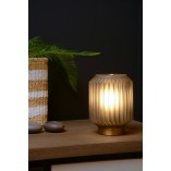 Lampa stołowa szklana Lucide Sueno | Szara, mosiężna | Kup online