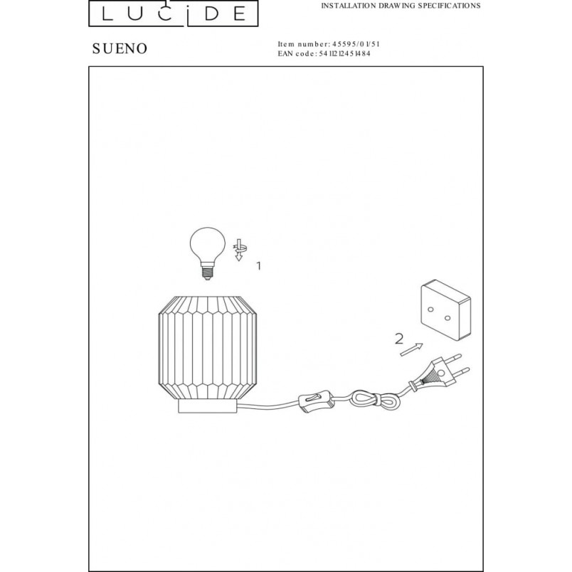 Lampa stołowa szklana Lucide Sueno | Szara, mosiężna | Kup online