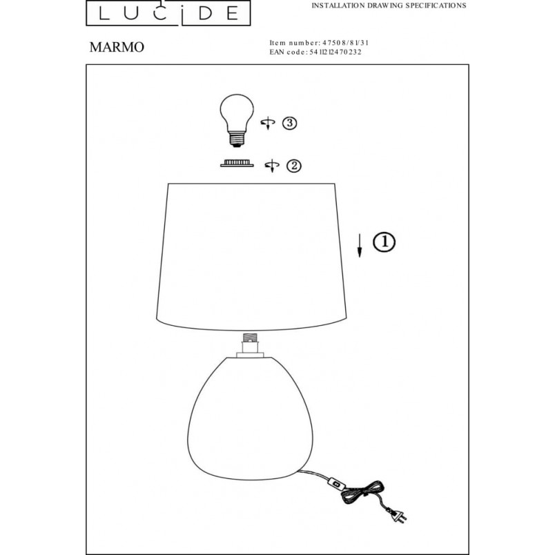 Lampa stołowa Marmo biała | Lucide - Elegancki Design