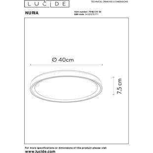 Plafon LED Nuria Czarny 40cm | Nowoczesne Lampy Lucide