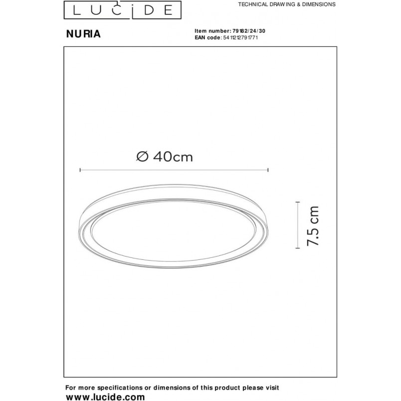 Plafon LED Nuria Czarny 40cm | Nowoczesne Lampy Lucide