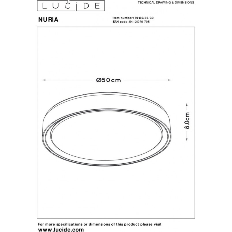 Plafon LED Okrągły Nuria Czarny 50cm | Lucide