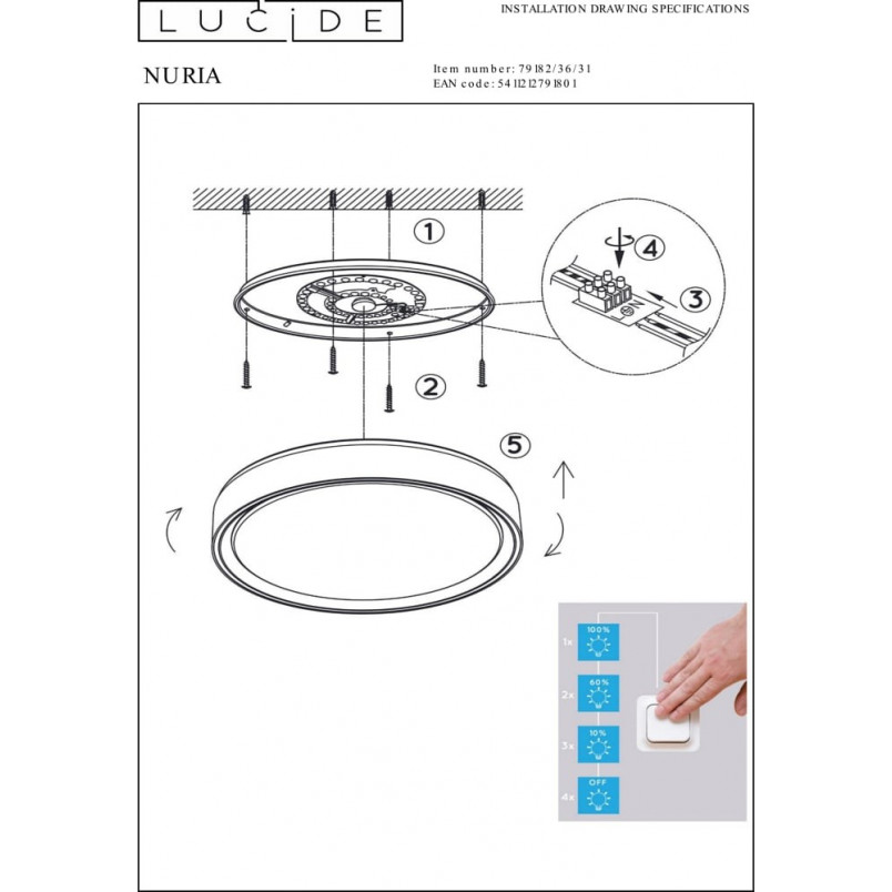 Plafon LED Nuria 50cm - Nowoczesne oświetlenie Lucide