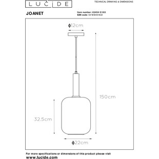 Lampa wisząca Joanet Lucide | Szkło dymione, E27 | Kup online