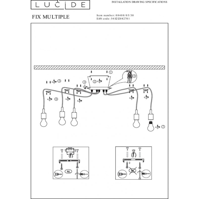 Lampa wisząca Fix Multiple V czarna | Lucide - Loftowa