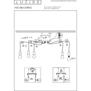 Lampa Wisząca Pająk Fix Multiple X Czarna | Lucide