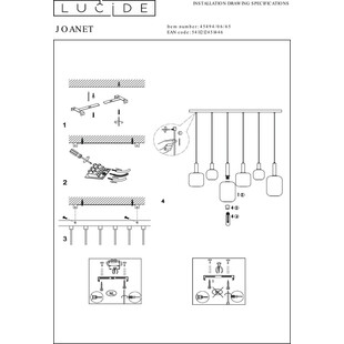 Lampa wisząca Joanet - 6 punktów, szkło dymione | Lucide