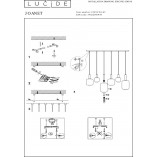 Lampa wisząca Joanet - 6 punktów, szkło dymione | Lucide