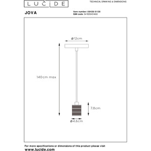 Lampa wisząca Jova - czarna, szklana, E27 | Lucide