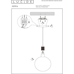 Lampa wisząca Jova - czarna, szklana, E27 | Lucide