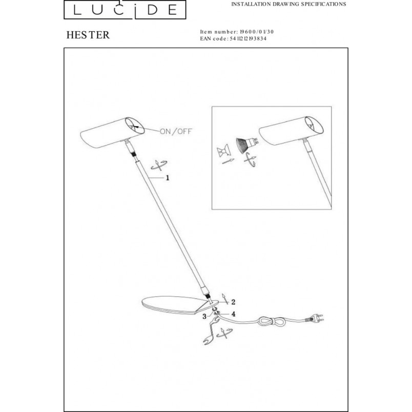 Lampa biurkowa Hester czarna | Minimalistyczny design | Lucide