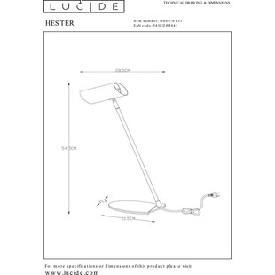 Lampa biurkowa Hester biała Lucide | Minimalistyczny design
