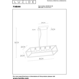 Lampa Wisząca Fabian IV Czarna - Loftowa Klatka | Lucide
