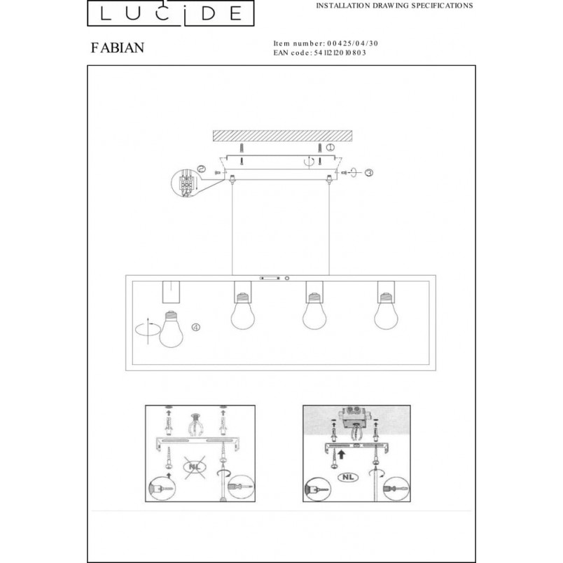 Lampa Wisząca Fabian IV Czarna - Loftowa Klatka | Lucide