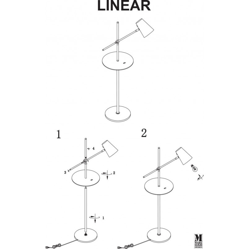 Lampa podłogowa Linear czarna z półką i USB - Markslojd