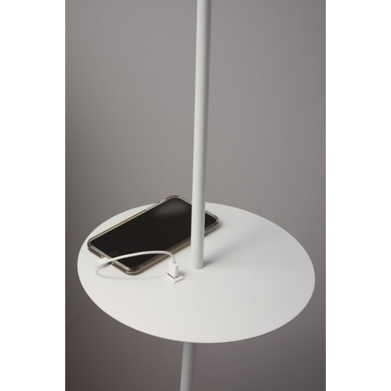 Lampa podłogowa Linear biała Markslojd - Stolik i USB