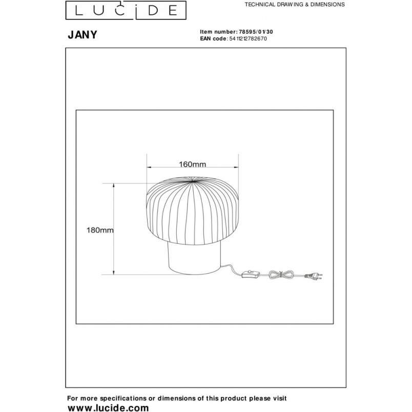 Lampa stołowa szklana retro Jany | Lucide - Sklep internetowy