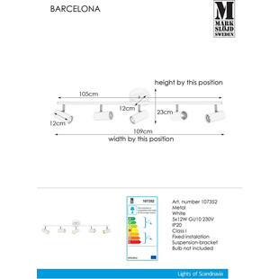 Lampa sufitowa Barcelona V biała - Markslojd | Reflektory