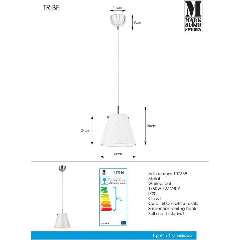 Lampa wisząca Tribe biała Markslojd | Nowoczesny design