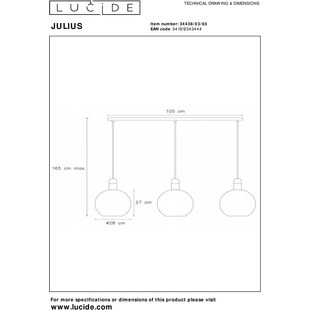 Lampa wisząca Julius Lucide - 3 szkła dymione | Sklep z lampami