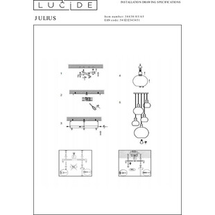 Lampa wisząca Julius V - Lucide | Szkło dymione, 5 kloszy