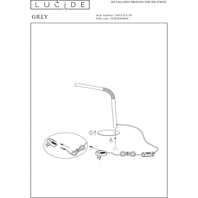 Lampa biurkowa LED Gilli czarna | Lucide - Nowoczesne oświetlenie