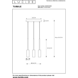 Lampa wisząca Tubule LED Lucide | Minimalistyczny design