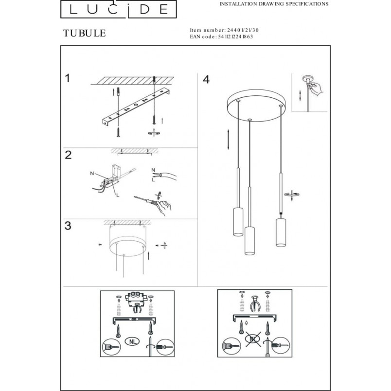 Lampa wisząca Tubule LED Lucide | Minimalistyczny design