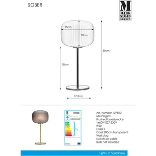 Lampa stołowa szklana Sober mosiądz | Markslojd - Kup teraz!