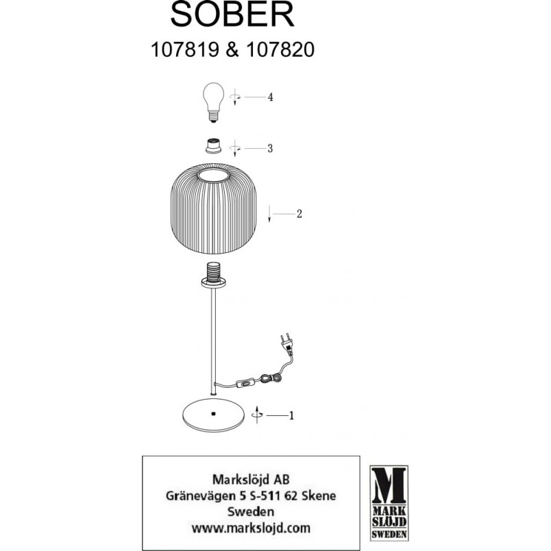 Lampa stołowa szklana Sober mosiądz | Markslojd - Kup teraz!