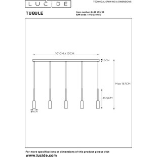 Lampa wisząca LED Tubule czarna Lucide | Minimalistyczny design