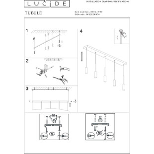 Lampa wisząca LED Tubule czarna Lucide | Minimalistyczny design