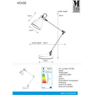 Lampa biurkowa biała House | Markslojd - Nowoczesny design